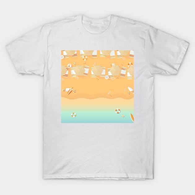 Beach, top view, summer vacation illustration T-Shirt by kallyfactory